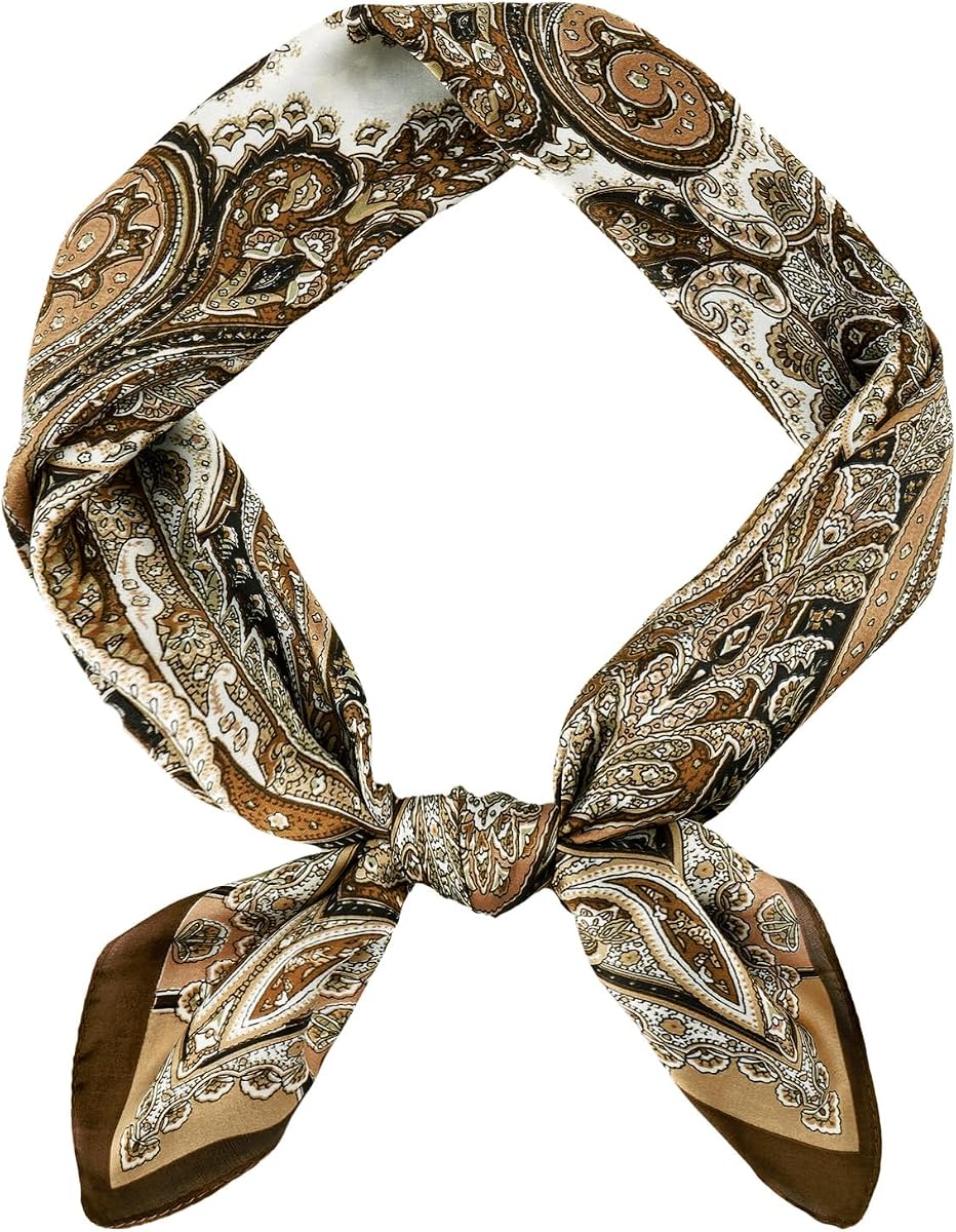 Bufanda cuadrada con tacto de seda Vintage para hombre, pañuelo de satén, pañuelo con estampado de patrón pequeño, pañuelo para la cabeza geométrico, moda
