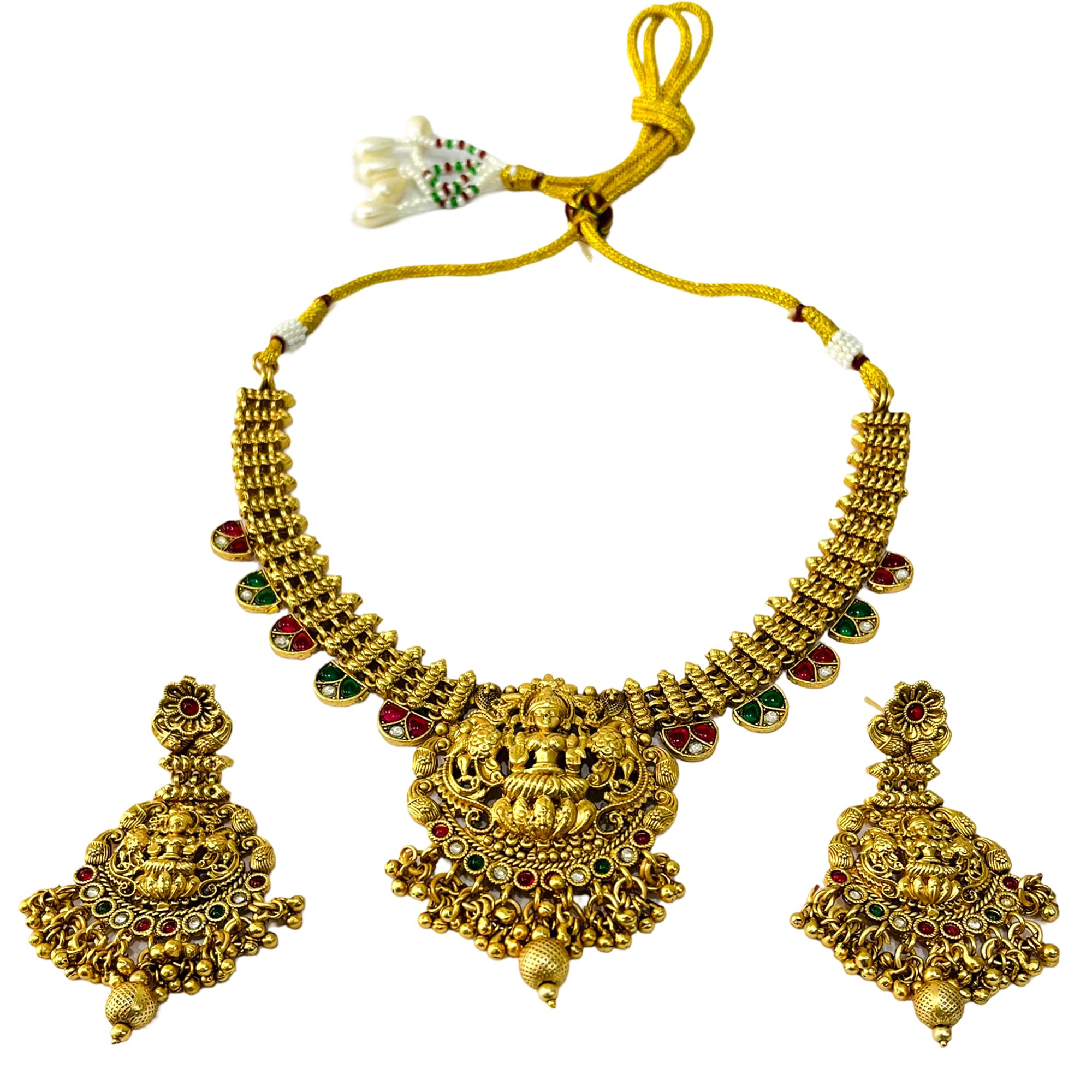 JD Jewellers Latest Stylish Fancy Pearl Choker Traditional Jewellery Set for Women | Temple Necklace Set | Festive Wedding Party Necklace | 22k Gold Plated | Like Original Gold Jewellery (Style 2) (B0DJ11BWY1) Amazon Price History, Amazon Price Tracker