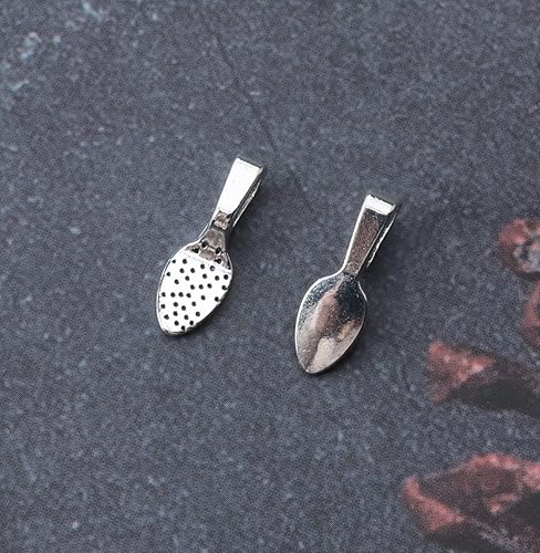 Miniatura 5 de Ruwado 50 colgantes de pegamento en forma de cuchara, de metal, pequeños y lindos dijes ovalados para hacer joyas, collares, aretes, pulseras,