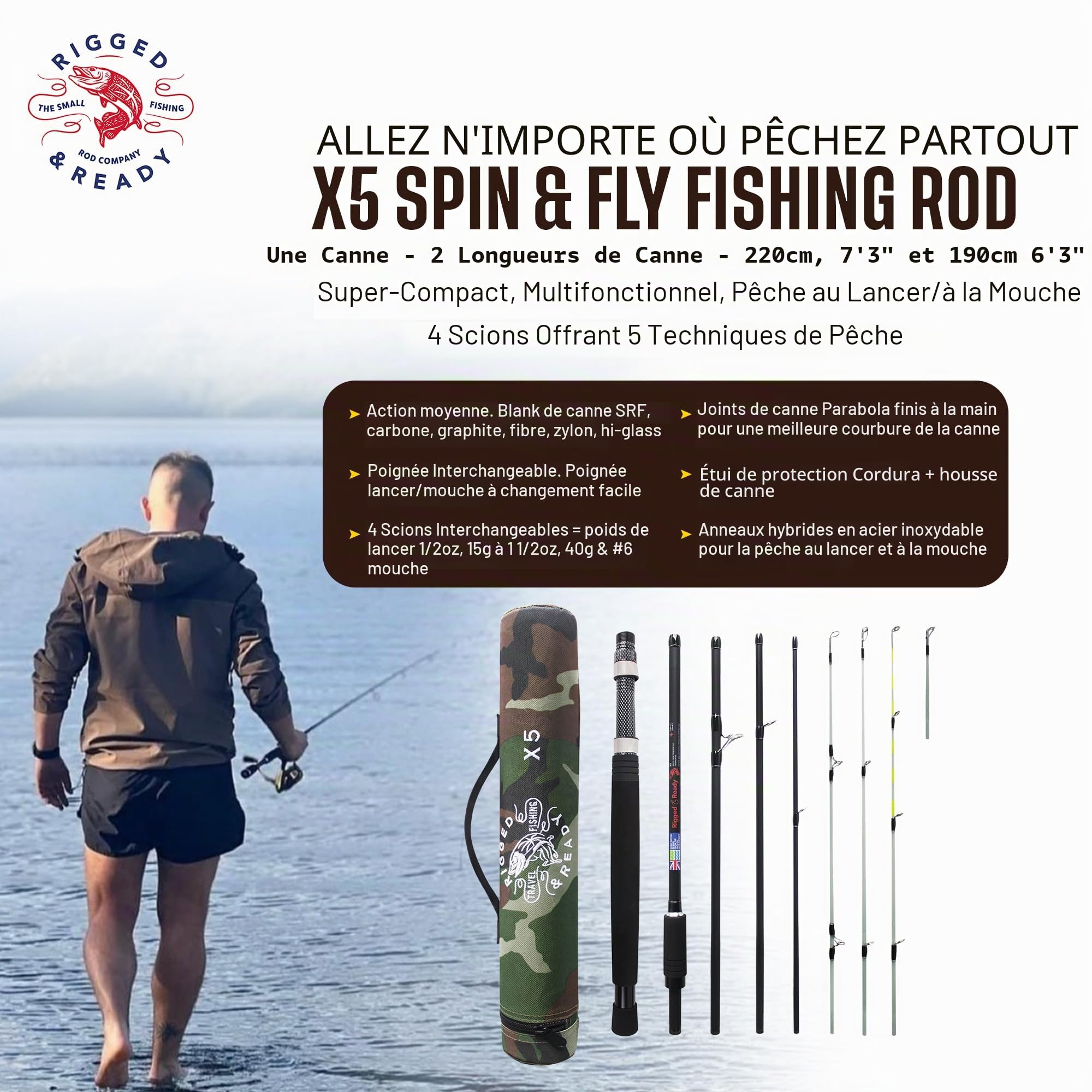Rigged & Ready X Series™ Travel Fishing Rods. 6 Super Compact Combos and Rods, Multi-Functional, Spinning Poles. 5 to 25 Techniques from One Rod. Spin, Bass, Carp, Fly. Fresh & Saltwater Angling.