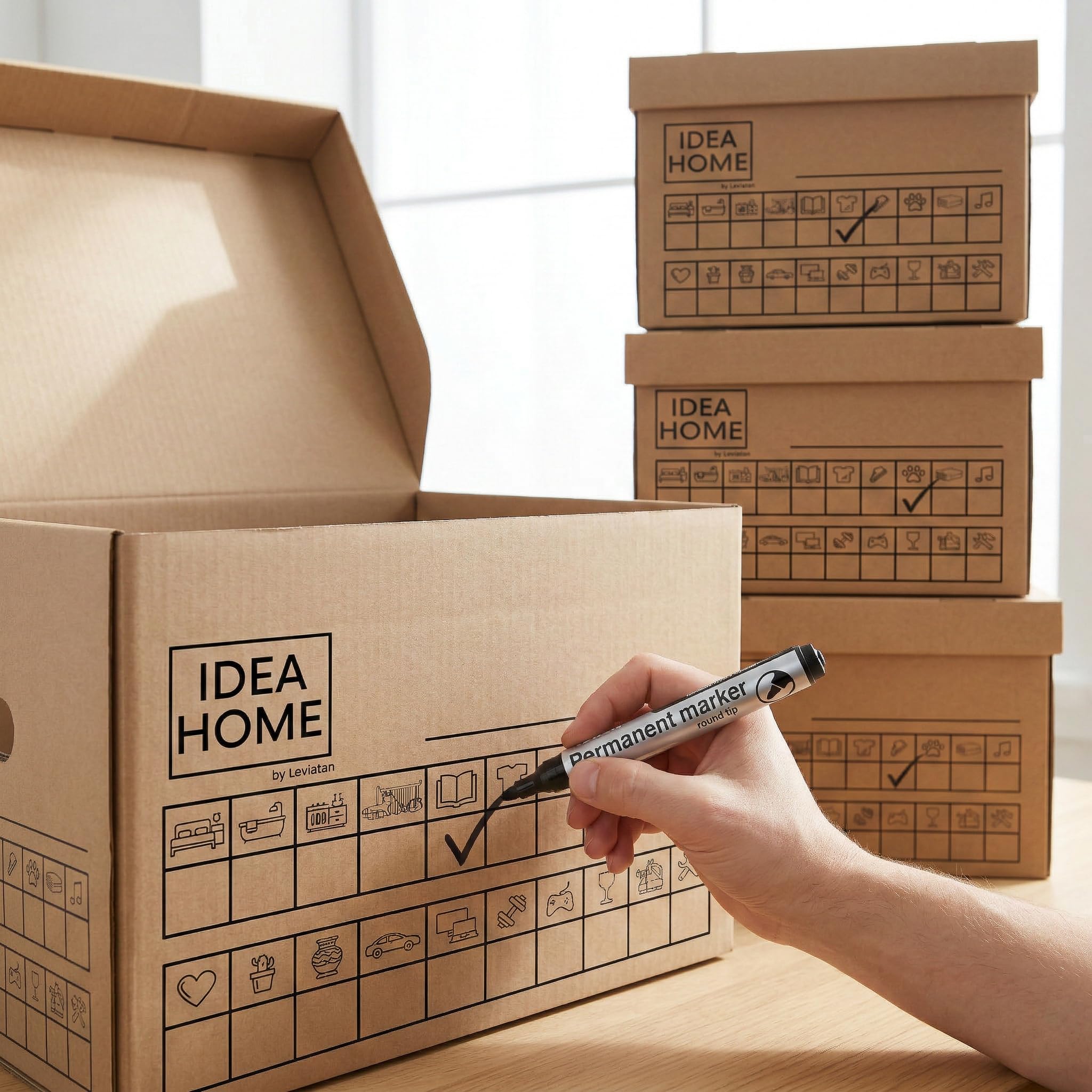 IDEA HOME MOOVE Lot de 6 Cartons de Déménagement Renforcés 30 kg 5 Couches 420 g/m²
