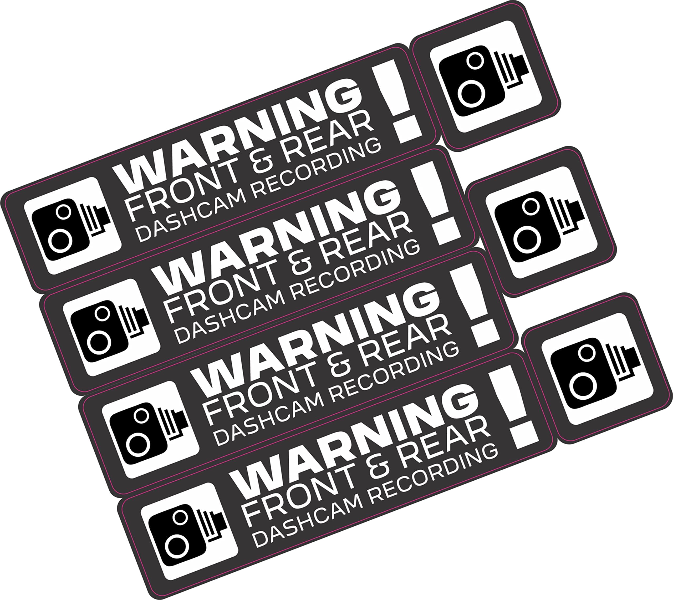 Dash Cam Recording Stickers CCTV In Car Video Camera Decal - Set of 7 (Black)