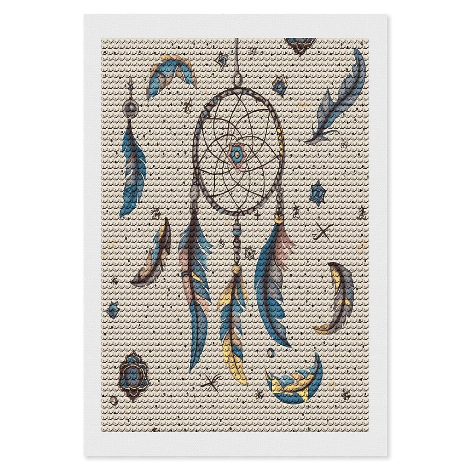 Dream Catcher and Moon Diamond Art Kits for Adult Round Full Drill Diamond Dots Paintings for Beginner Picture Art DIY Diamond Painting Kits 5D Diamond Art Painting for Home Wall Decor 8"x12"
