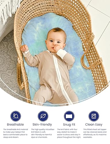 Miniatura 2 de TotAha Fundas elásticas de alta calidad para cambiador (paquete de 4) hipoalergénicas, cómodas y sedosas, suaves como la mantequilla, efecto