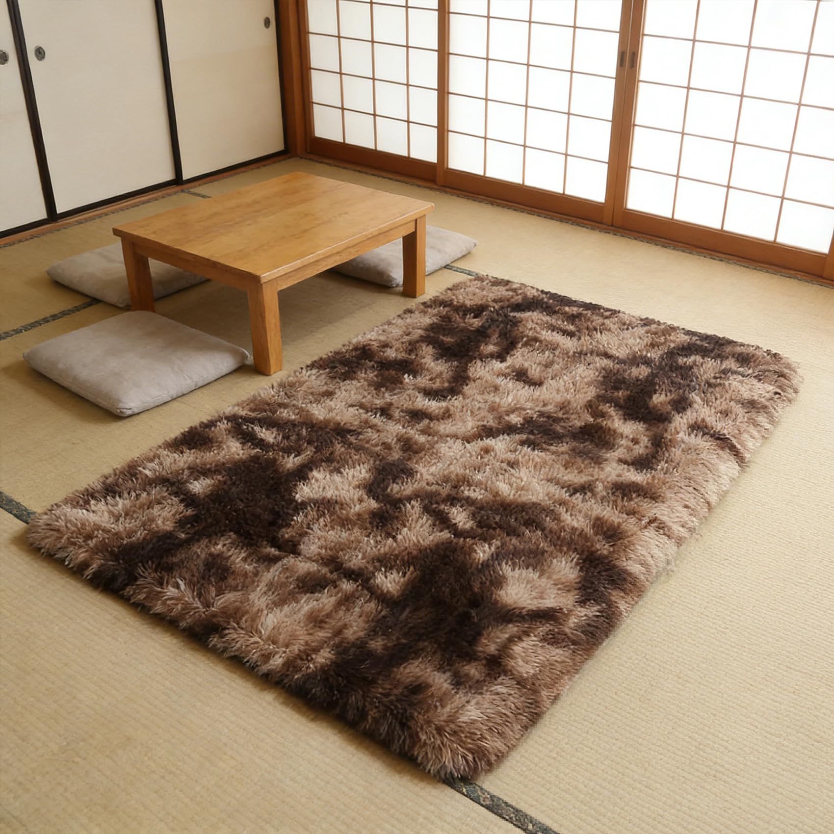 Tapis de chambre enfant super doux et grand tapis salon marron lavable avec envers antidérapant