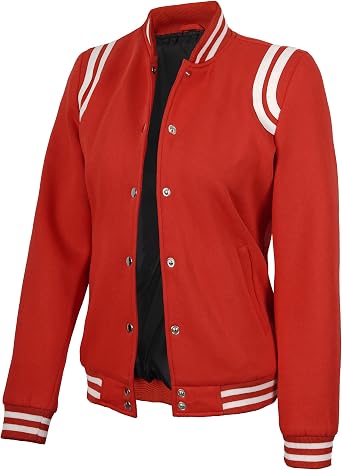 Decrum Varsity Jacket Women Lightweight Soft Fleece Highschool Baseball Letterman Style Womens Bomber Jackets