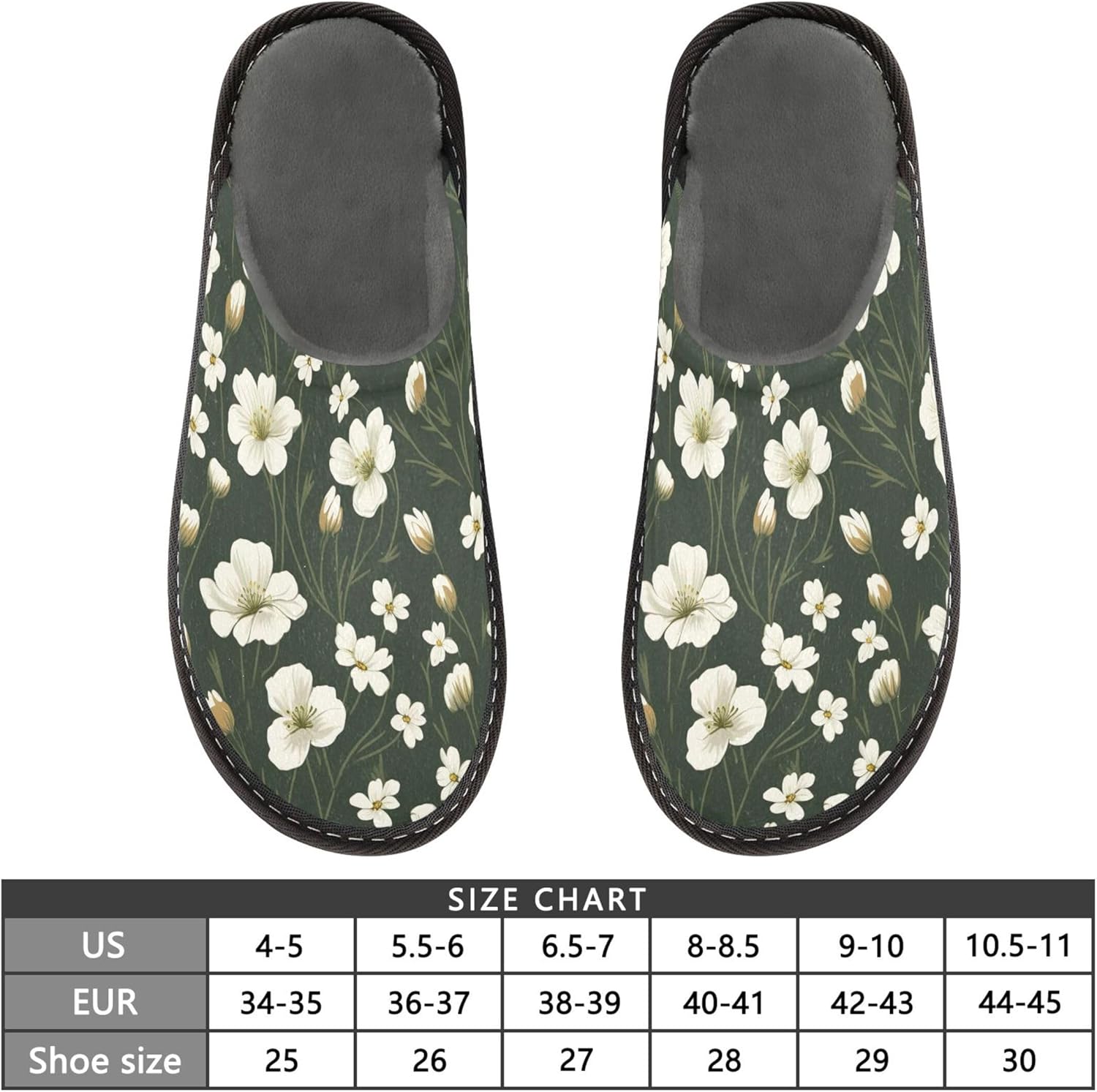 Flowers House Slippers – Cozy Fuzzy Slippers for Guests, Washable & Disposable, Perfect for Shoeless Home, Spa & Hotel Use A111554