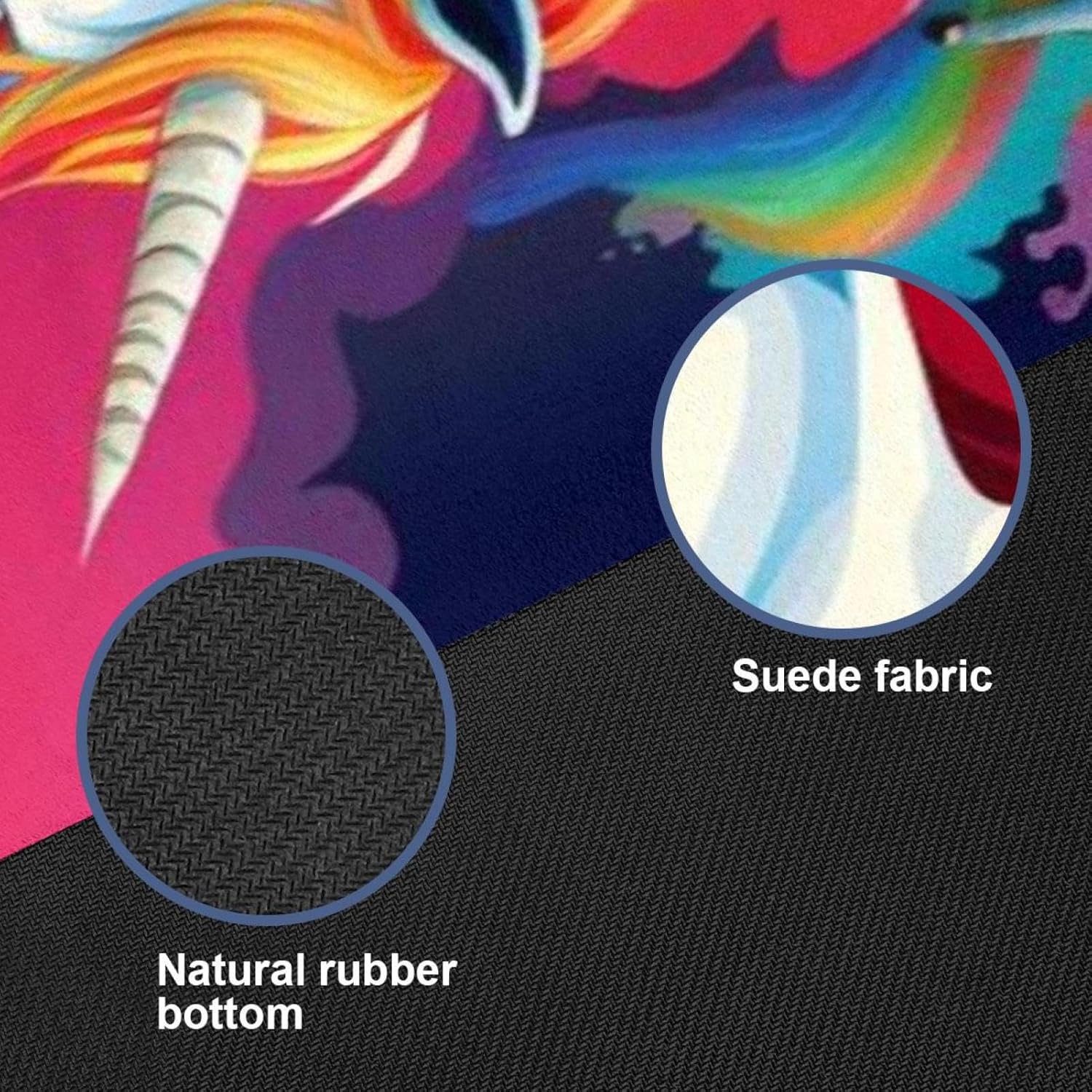 Yoga Towel, Rainbow Unicorn Pattern Non Slip Sweat Absorbent Hot Yoga Mat Towel for Hot Yoga, Pilates and Fitness - 72.8" x 26.8"