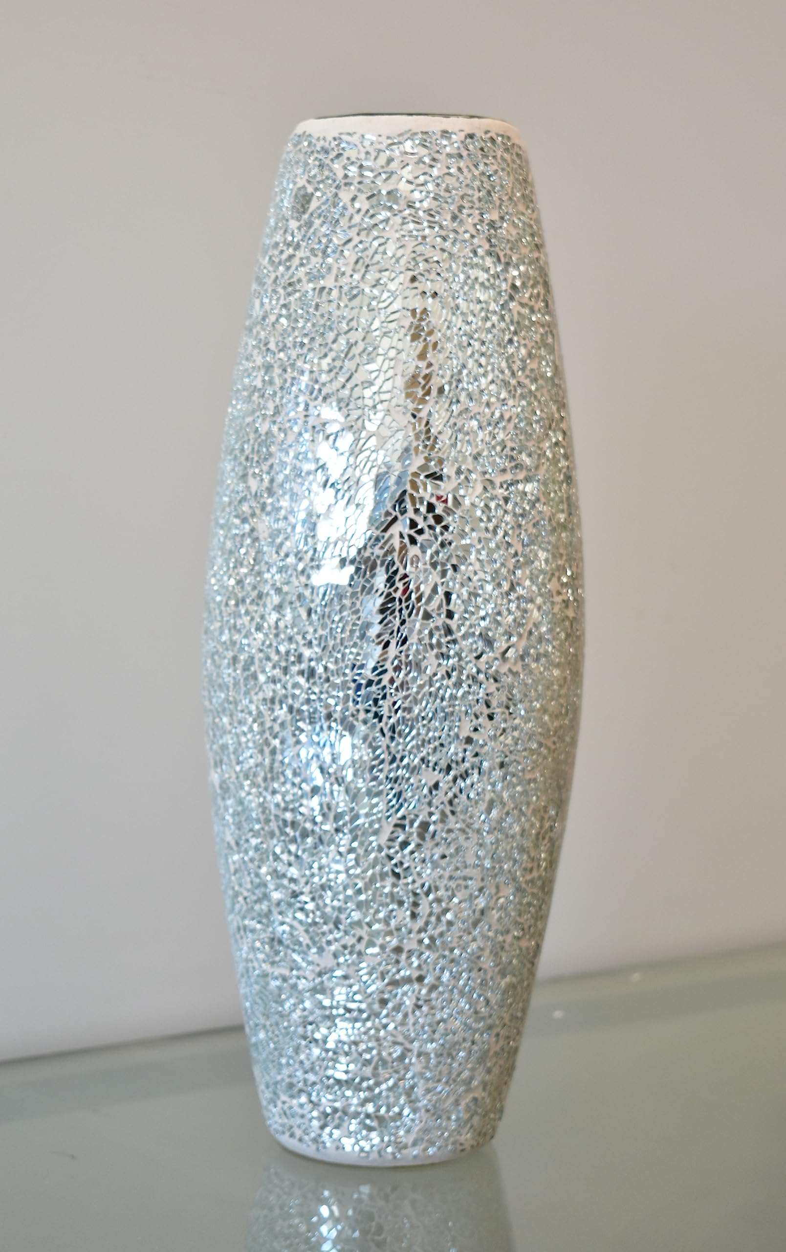 Deenz 40 Cm Crackle Flowers Vase Tabletop Vases For Home Decorations Centrepiece For Party Event Home Décor Gift (Silver)