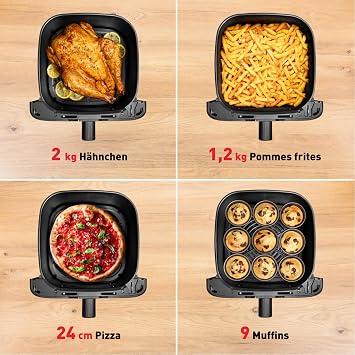 Tefal Easy Fry Mega Hot Air Fryer 7.5 Liter Capacity Up to 8 People 99% Less Fat 8 Automatic Cooking Settings Digital Display Dishwasher Safe Black EY8558E0
