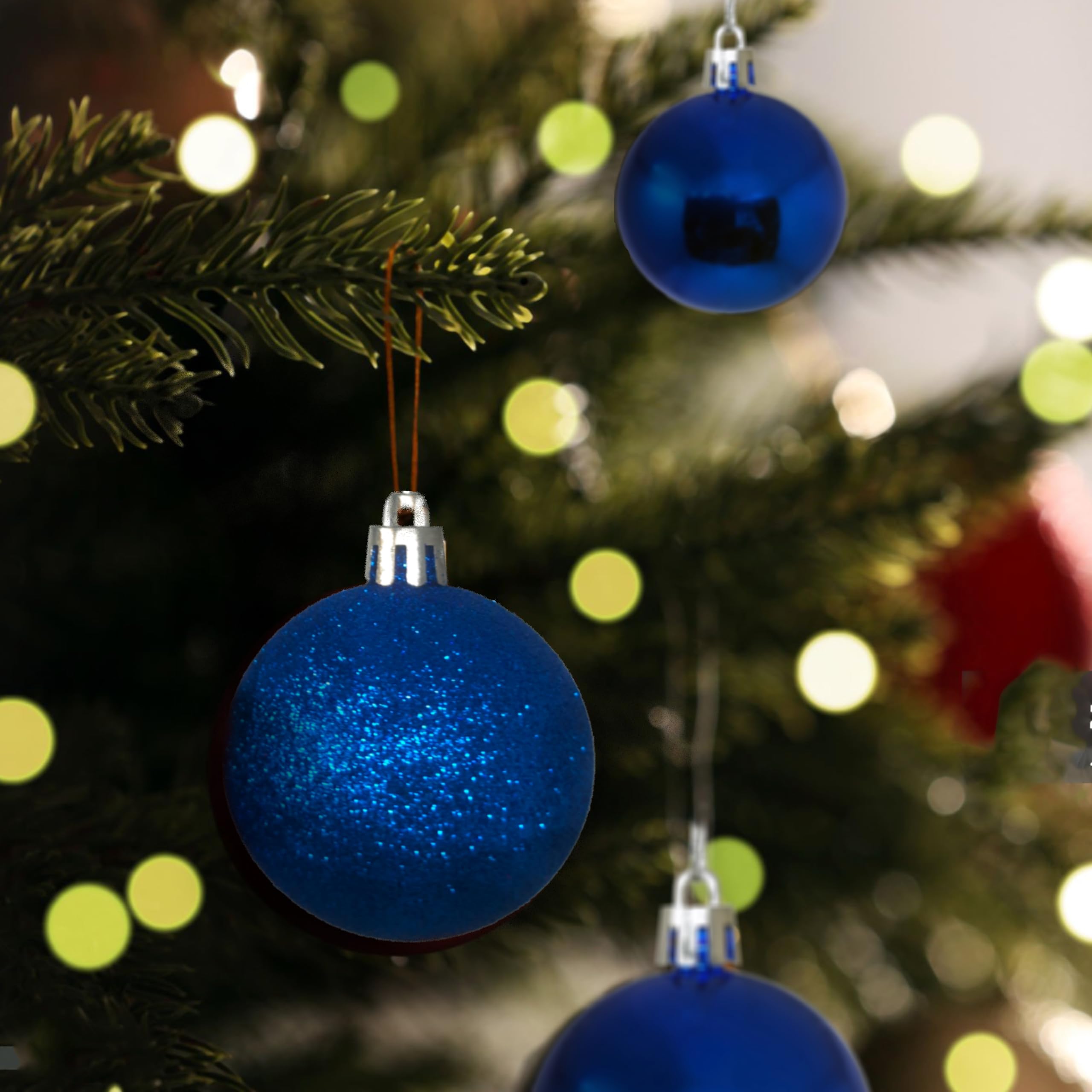 Excel Impex Insej Large Xmas Blue Balls Prop for Decorating Christmas Tree and Hanging on Walls, Doors (2.5 Inch Dia)- Set of 12 Pieces 1