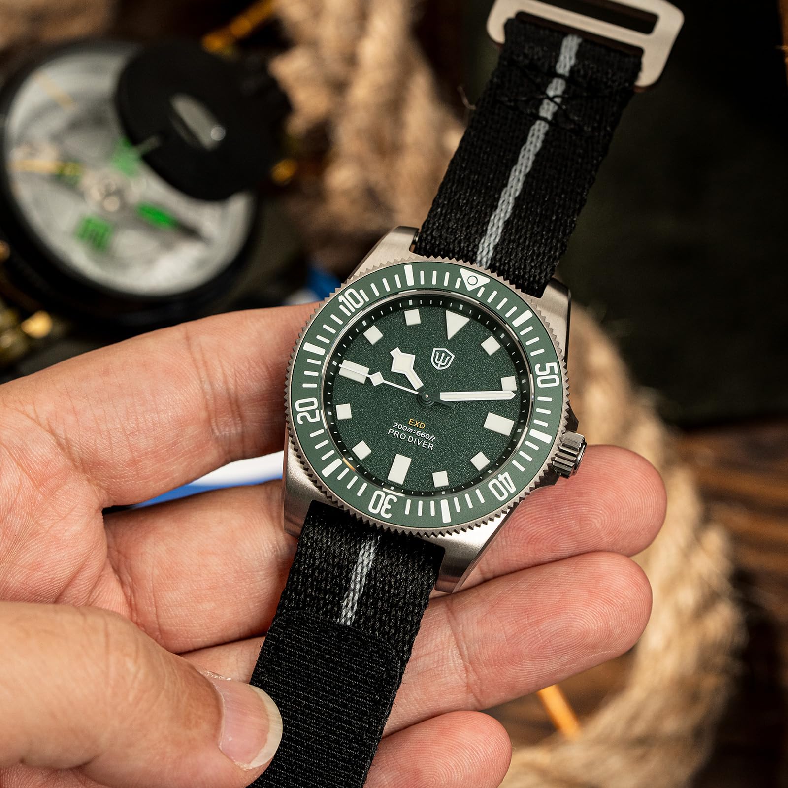 watchdives EXD zegarek do nurkowania 40 mm, tytan, Japonia VH31, mechanizm kwarcowy, szkło szafirowe, zegarek na rękę, analogowy, świecący, wodoszczelny zegarek dla mężczyzn