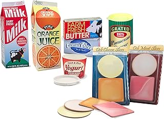 Melissa & Doug Fridge Groceries Play Food Cartons (8 pieces) Toy Groceries, Pretend Play Food, Play Kitchen Accessories For Kids Ages 3+ - FSC-Certified Materials
