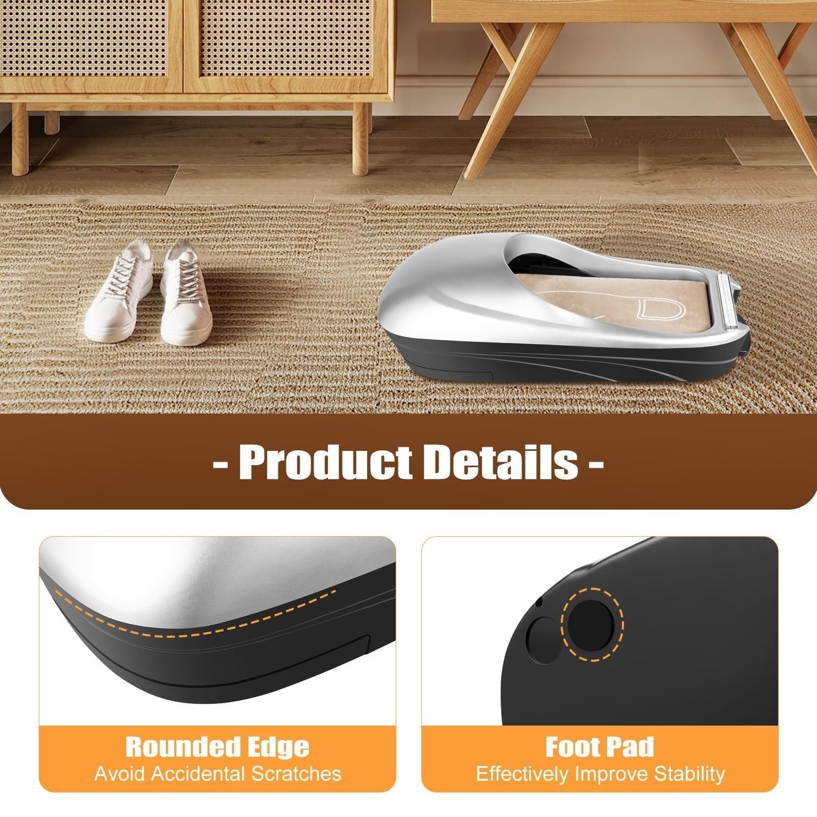 Dispensador automático de fundas de zapatos con 2 rollos de película para zapatos, aplicador portátil manos libres, protector de suelo antideslizante para entrada de casa, oficina, taller