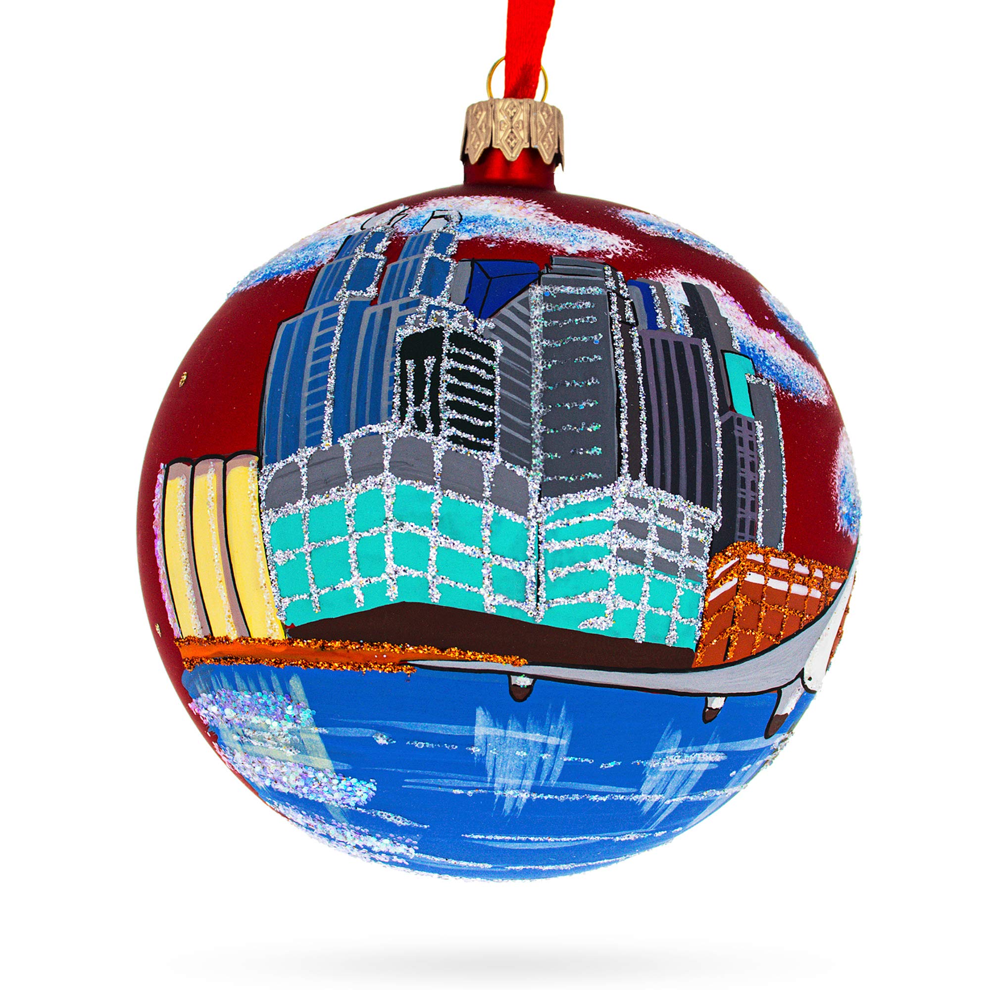 Boule de Noël en verre souvenir de Buenos Aires d'une qualité artistique d'exception