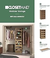 Vista 9 de ClosetMaid Kit de estante de almacenamiento modular y barra colgante, arena