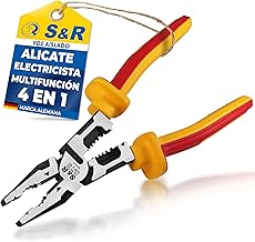 S&R Multi-function Electrician Pliers, Universal Insulated Pliers 220 mm VDE 1000 Crimping Cutting and Stripping for Copper and Aluminum Cables and Wires AWG10-18