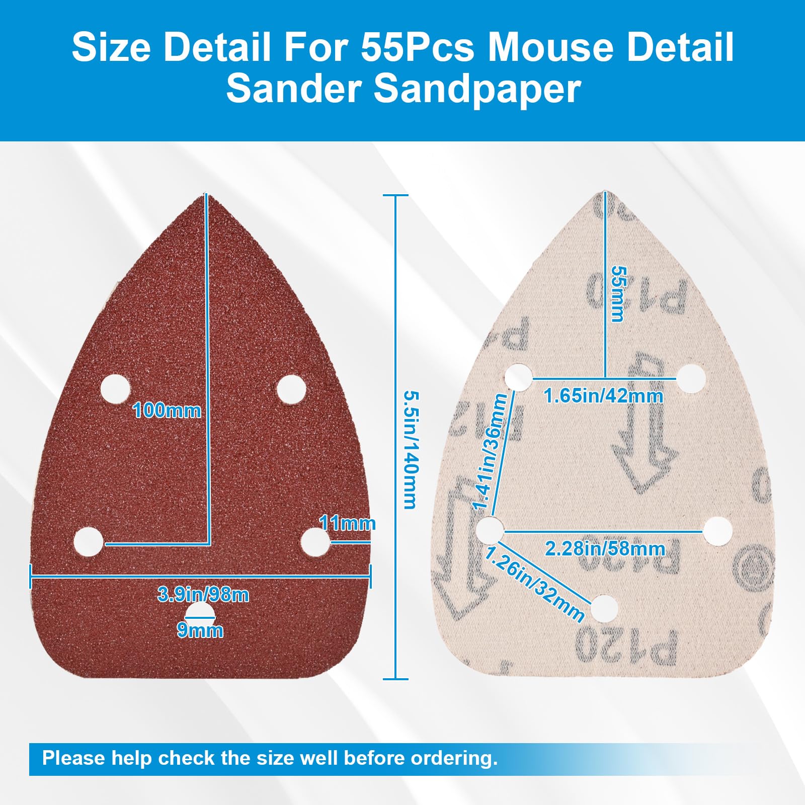 55 Pcs Mouse Sanding Pads - Detail Sander Paper -5