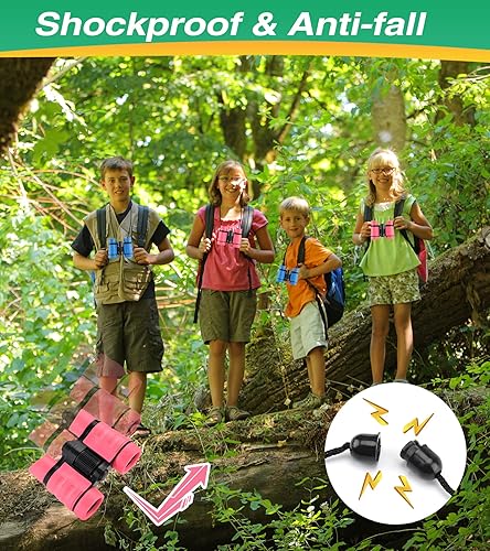 Miniatura 5 de Binoculares para niños, juguetes para niños y niñas de 3 a 12 años, óptica de alta resolución, a prueba de golpes, mini binoculares de juguete