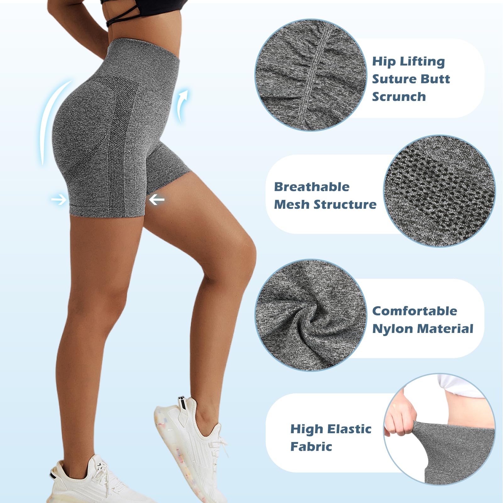 Zhiaek Pantaloncini Palestra Donna Push Up Booty Shorts Donna Sportivi Vita Alta Leggins Corti Donna Collant Estivi Yoga Fitness Allenamento Jogging