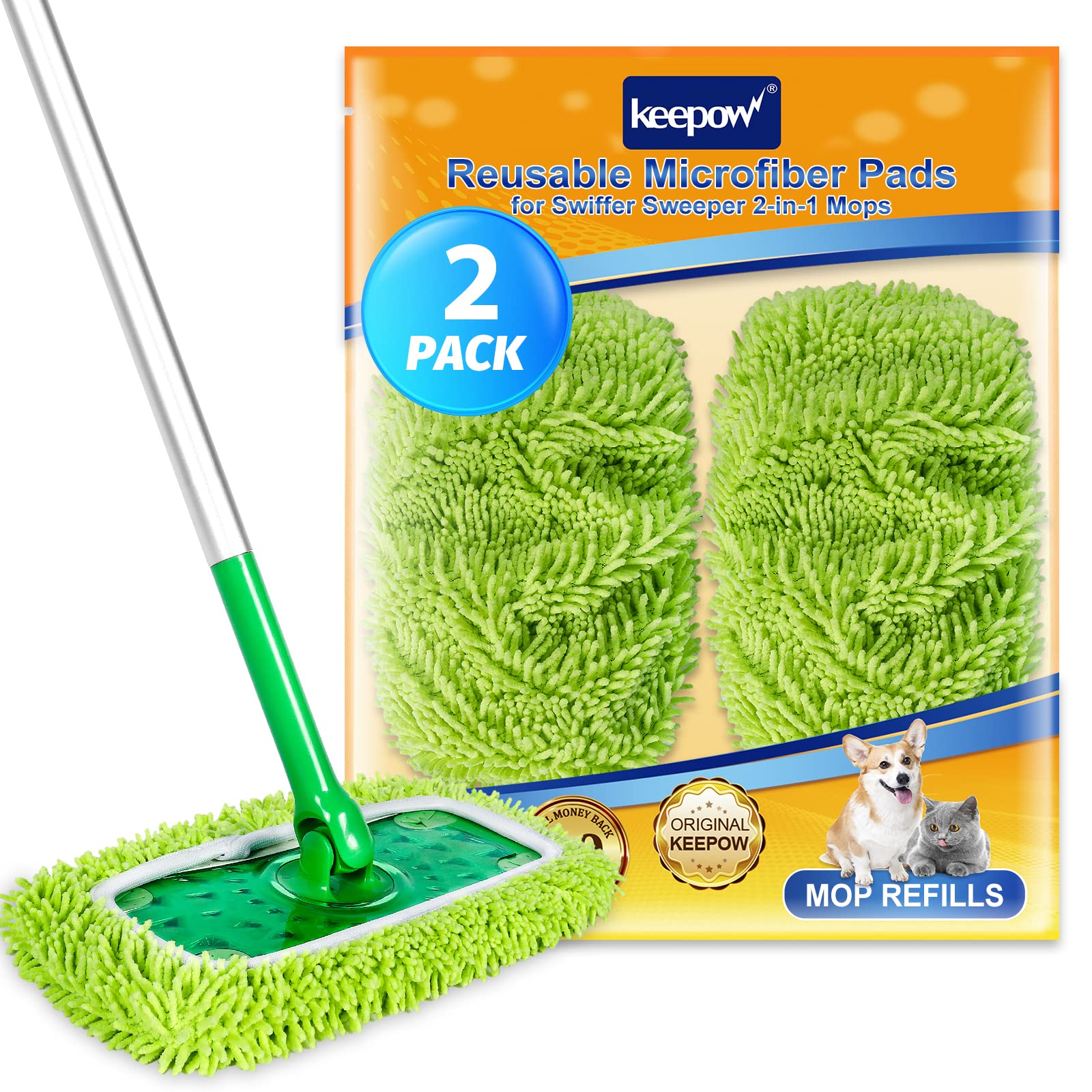 Reusable Microfiber Mop Pads Compatible with Swiffer Sweeper, Dry Sweeping Cloths, Wet Pads Refill for Swiffer Mop Pads Replacement Sweeping Mopping