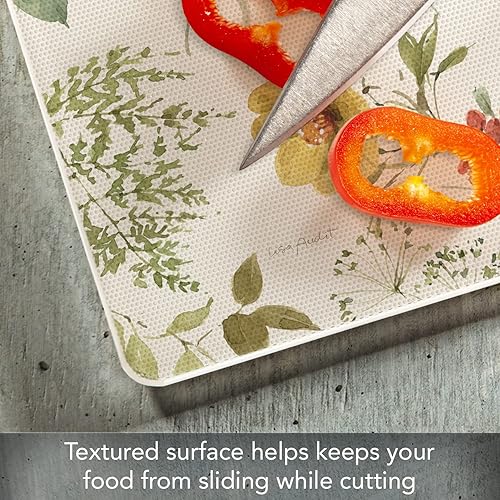 Miniatura 10 de CounterArt Pottery In Blue & White - Tabla de cortar de vidrio templado resistente al calor decorativa de 0.3 pulgadas x 0.3 pulgadas fabricada en