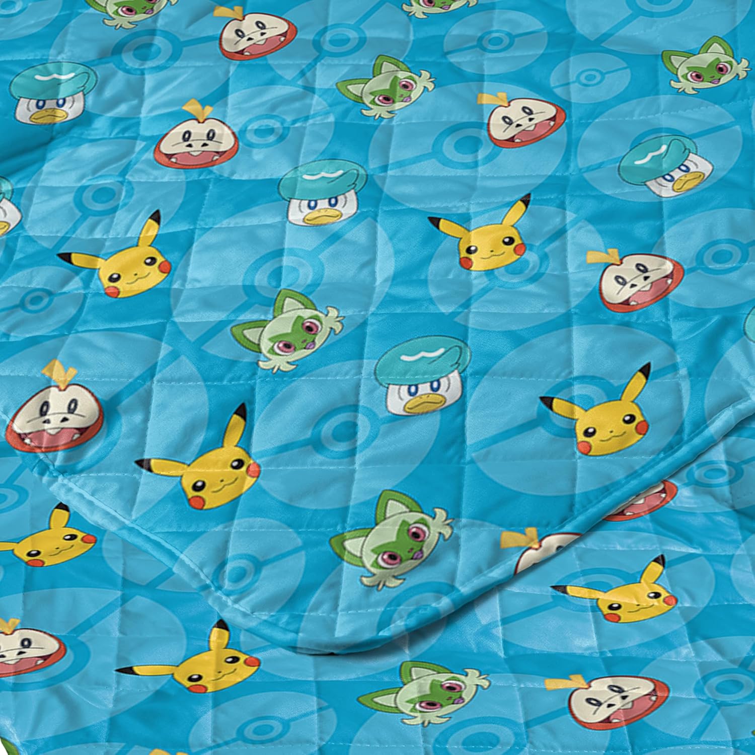 Pokemon Power Squares Twin Quilted Throw Blanket Adults Boys Girls, Soft Lightweight Bedding for Bed, or Couch, 60 x 90 inches