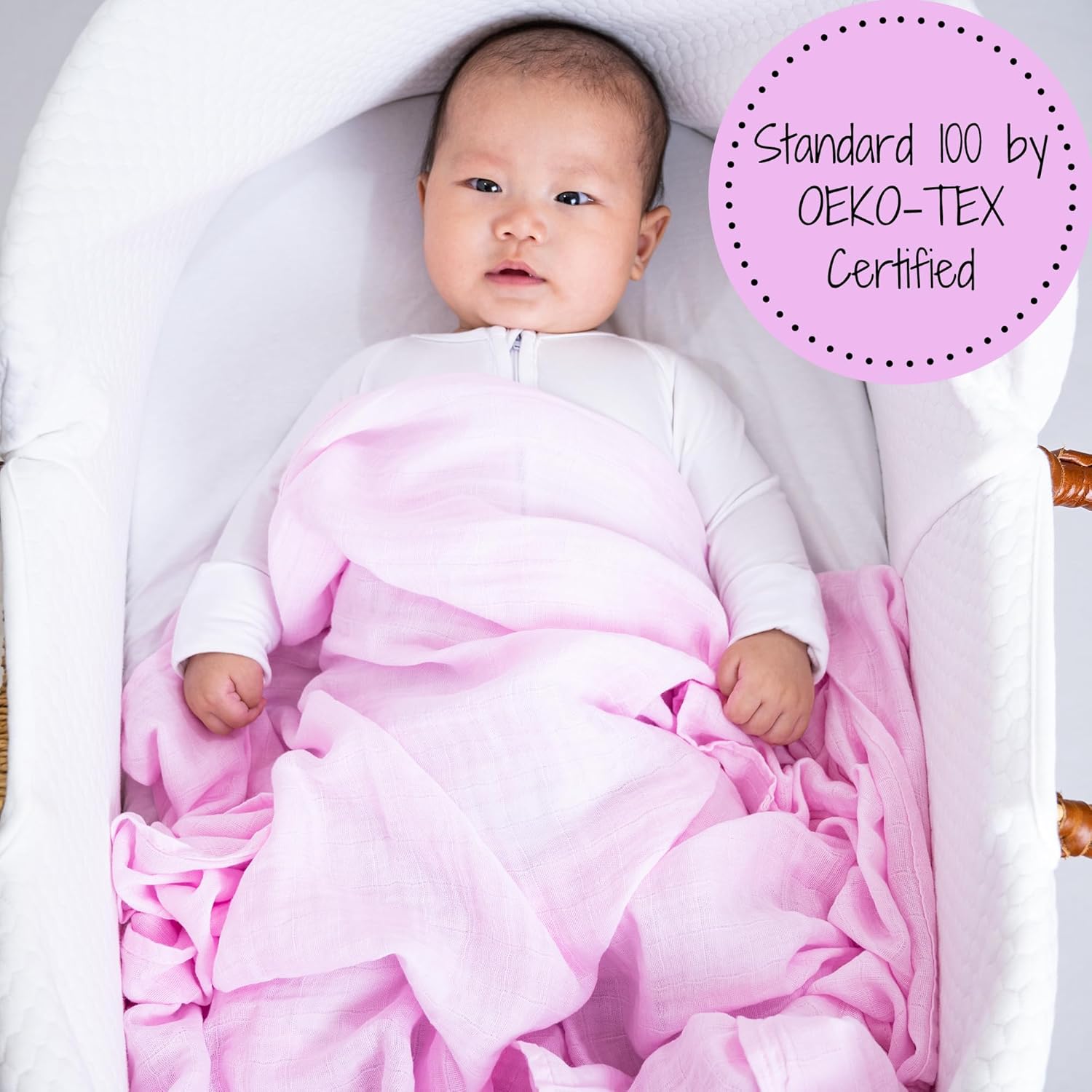 LollyBanks Muslin Swaddle Blankets 2 Pack, 100% Cotton Baby Blanket for Girls, Soft and Breathable 47 x 47 Inches Newborn Receiving Blanket, Newborn Essentials Must Haves (Pink Golf and Pink)