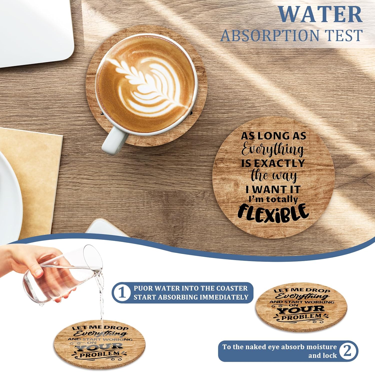 6 Pcs with Holder Drink Cork Coasters,Funny Office Gifts for Coworkers,Novelty Gifts for New Colleagues Employees Boss,Office Desk Coasters,Humorous Christmas Birthday Gifts for Men Women - Image 2