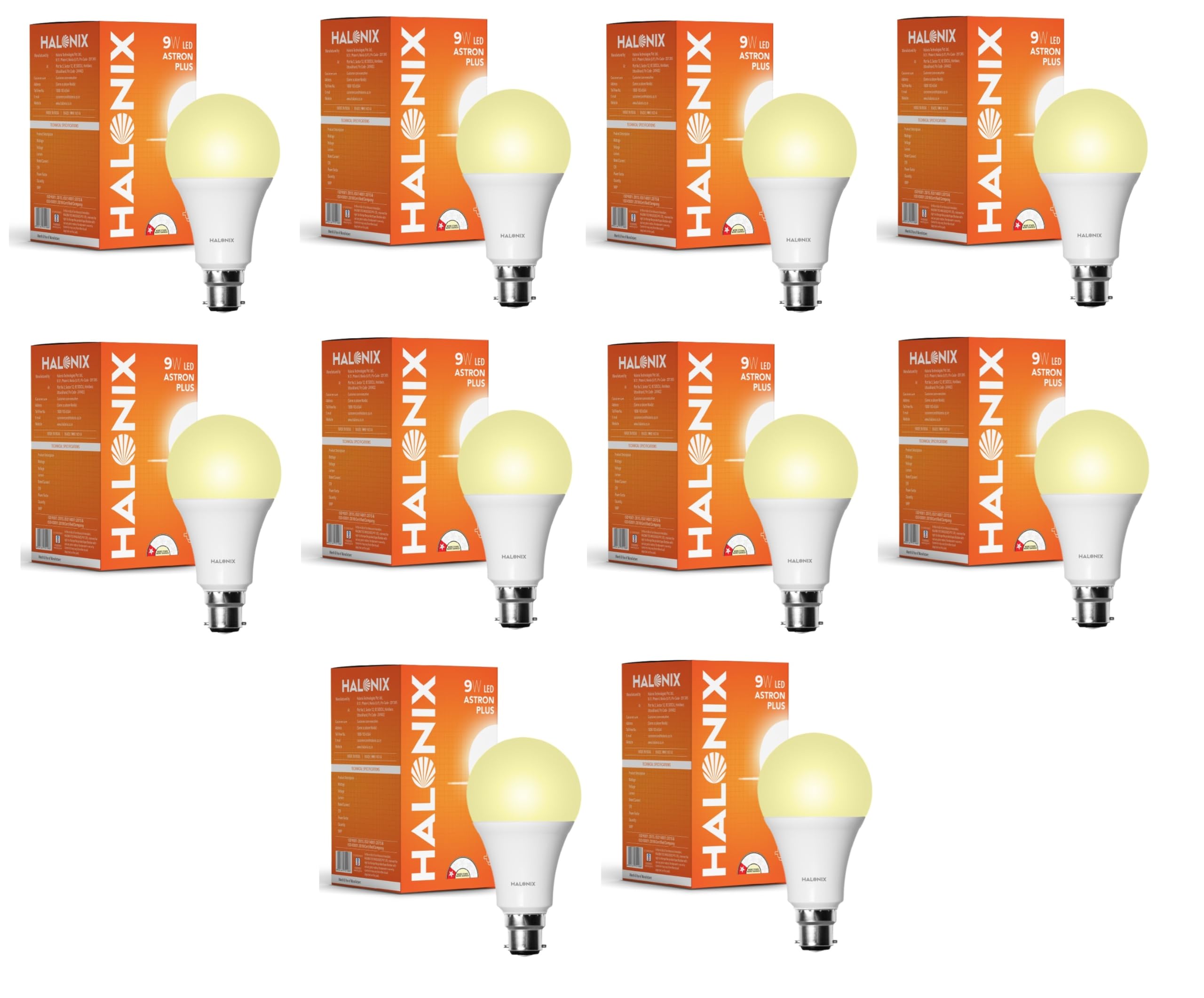 Halonix 9W B22 Yellow Led Bulb, Pack of 10-image-44