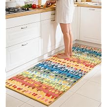 jxgzyy Chenille Hallway Runner Rug, Machine Washable Kitchen Carpet 2'7''6', Non-Slip Low Pile Indoor Lightweight Rug for Kitchen Livingroom Bedroom Laundry Room Entryway, Abstract Colorful Style