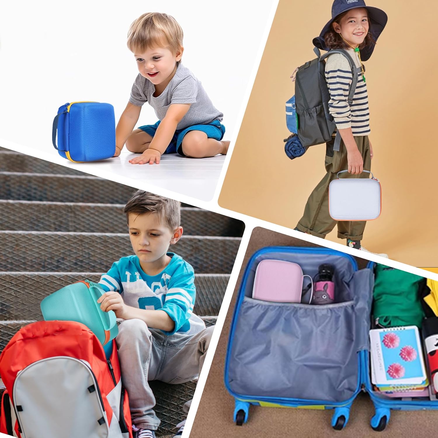 Hard Case Compatible with Yoto Player Kids Speaker Kids Audio Music Children Player (Off White + Orange Case) - Image 8