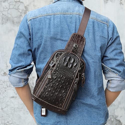 Miniatura 8 de QAZWSXE Bolso cruzado de cuero para hombre, bolso bandolera de hombro, bolsas casuales para el pecho, para viajes, senderismo, mochilas, 11 - café