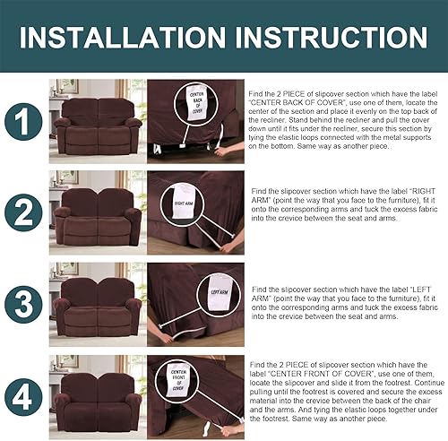 Miniatura 7 de Fundas para sofá reclinable de 123 asientos, fundas elásticas para sofá reclinable de 468 piezas, fundas protectoras de muebles, fundas gruesas y