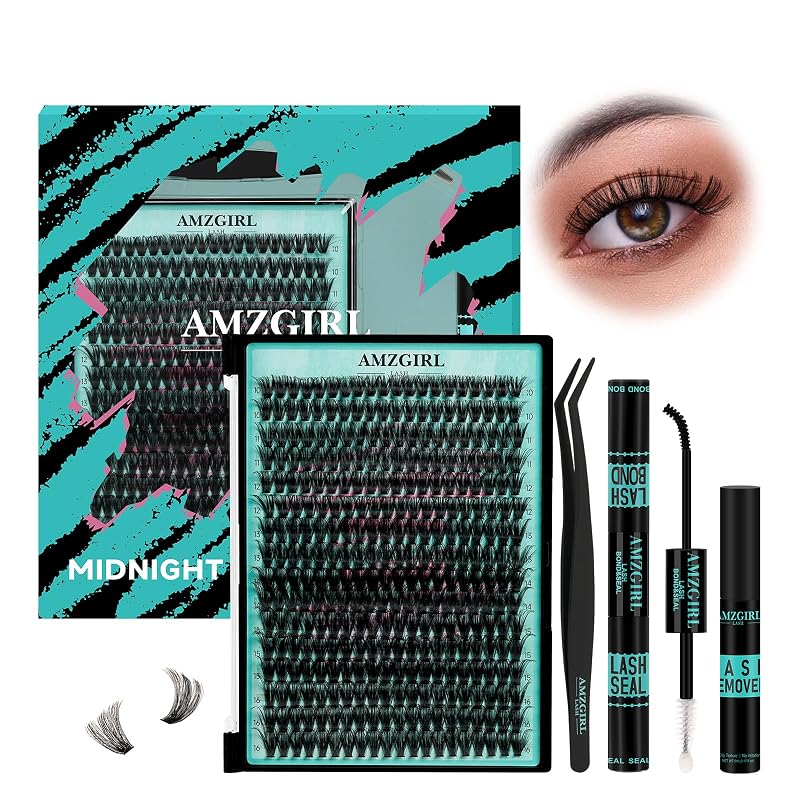 AMZGIRL LASH Kit de Cílios em Tufo D Curl 60D, 10–16 mm, com Cola, Removedor e Aplicador