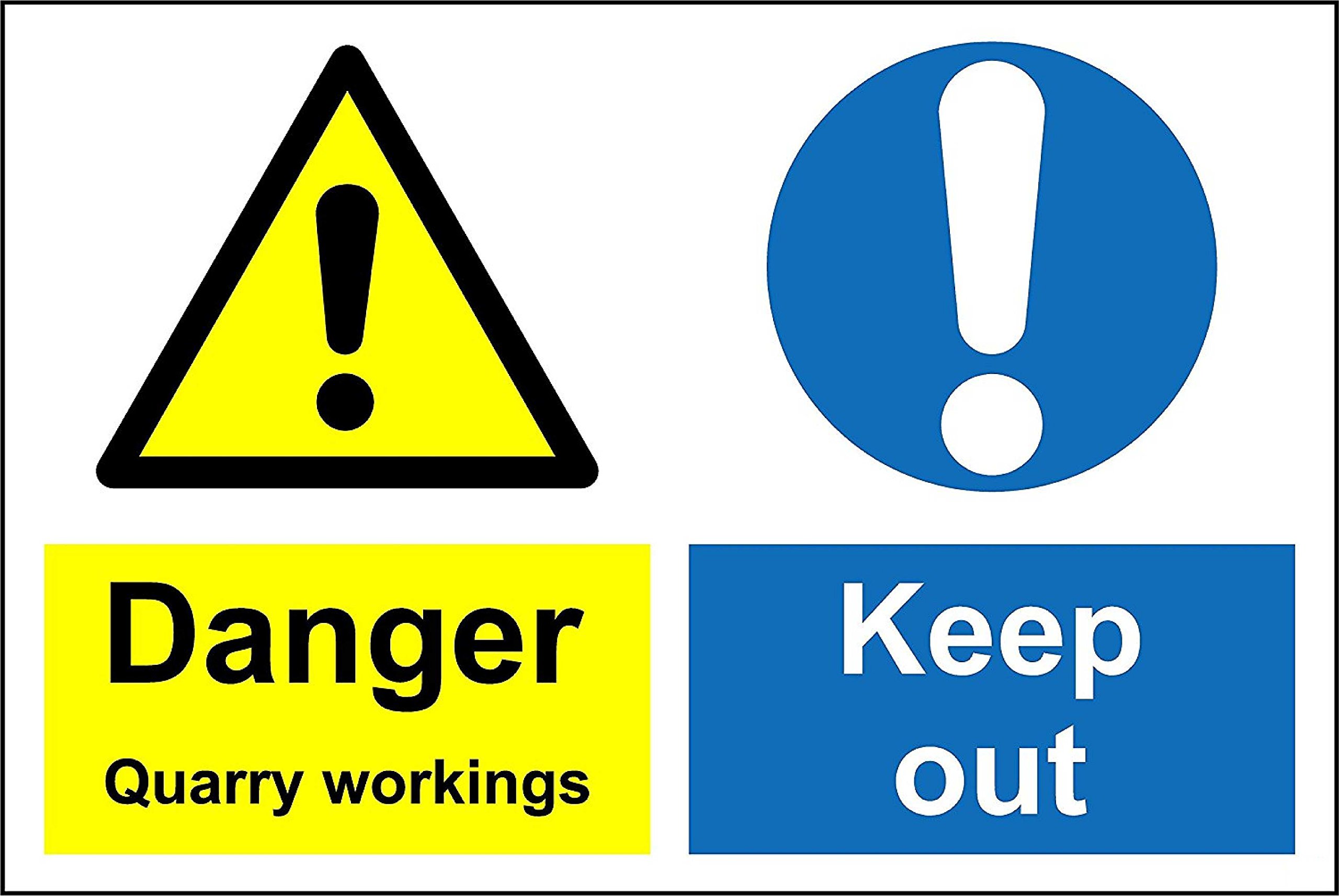 Construction site safety Danger quarry workings keep out safety sign - 3mm Aluminium sign 300mm x 200mm