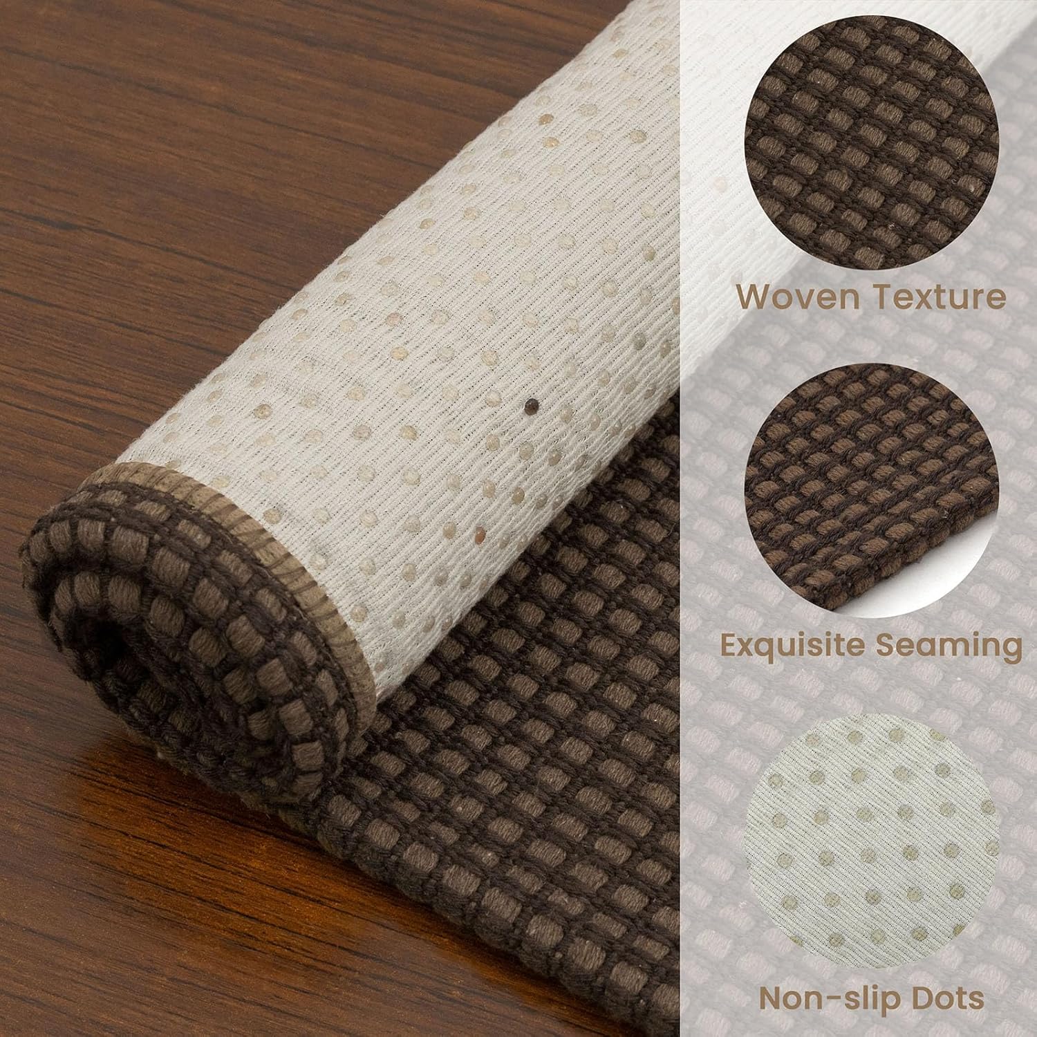 EARTHALL Woven Area Rug 3x5 Ft Washable Rugs for Entryway Braided Non Slip Rubber Backed Throw Rugs Door Mat Indoor Outdoor Entrance Cotton Carpet for Kitchen Foyer Front Door, Brown - Image 5