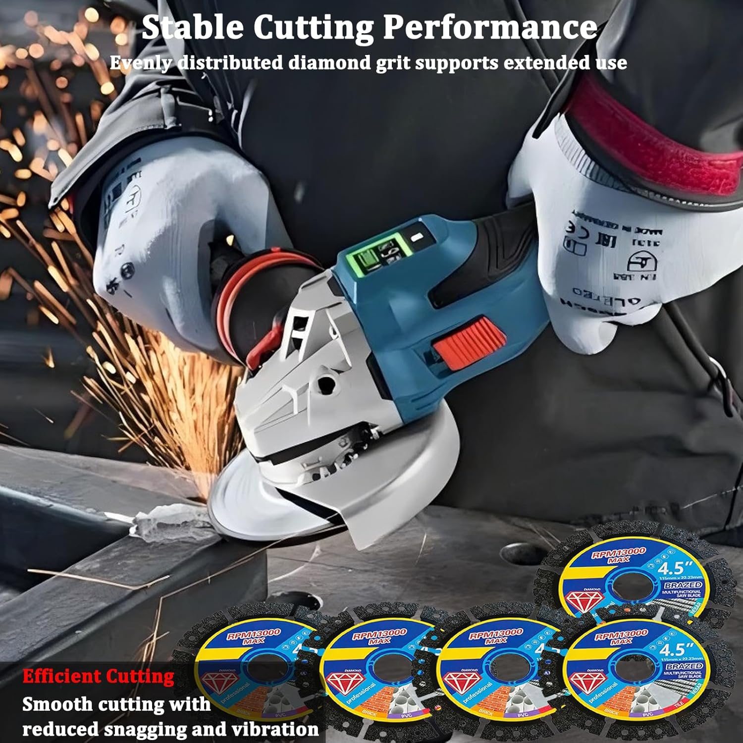 5-Pack 4.5-Inch Diamond Multi-Purpose Cutting Discs - Heavy-Duty Angle Grinder Wheels for Cutting Marble/Quartz/Stone/Tile/Metal/Plastic Diamond Saw Blades