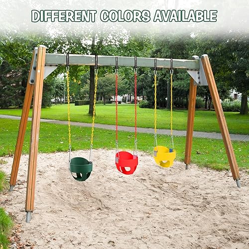 Miniatura 33 de RedSwing Asiento de columpio con respaldo alto para niños pequeños con cadenas recubiertas, asiento de columpio resistente para niños, para Columpio
