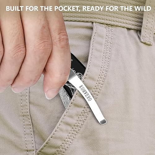 Vista 24 de KOMWERO Cuchillo de bolsillo de Damasco para hombres y mujeres, afilado VG10 Core Damasco cuchillo de acero para acampar al aire libre supervivencia