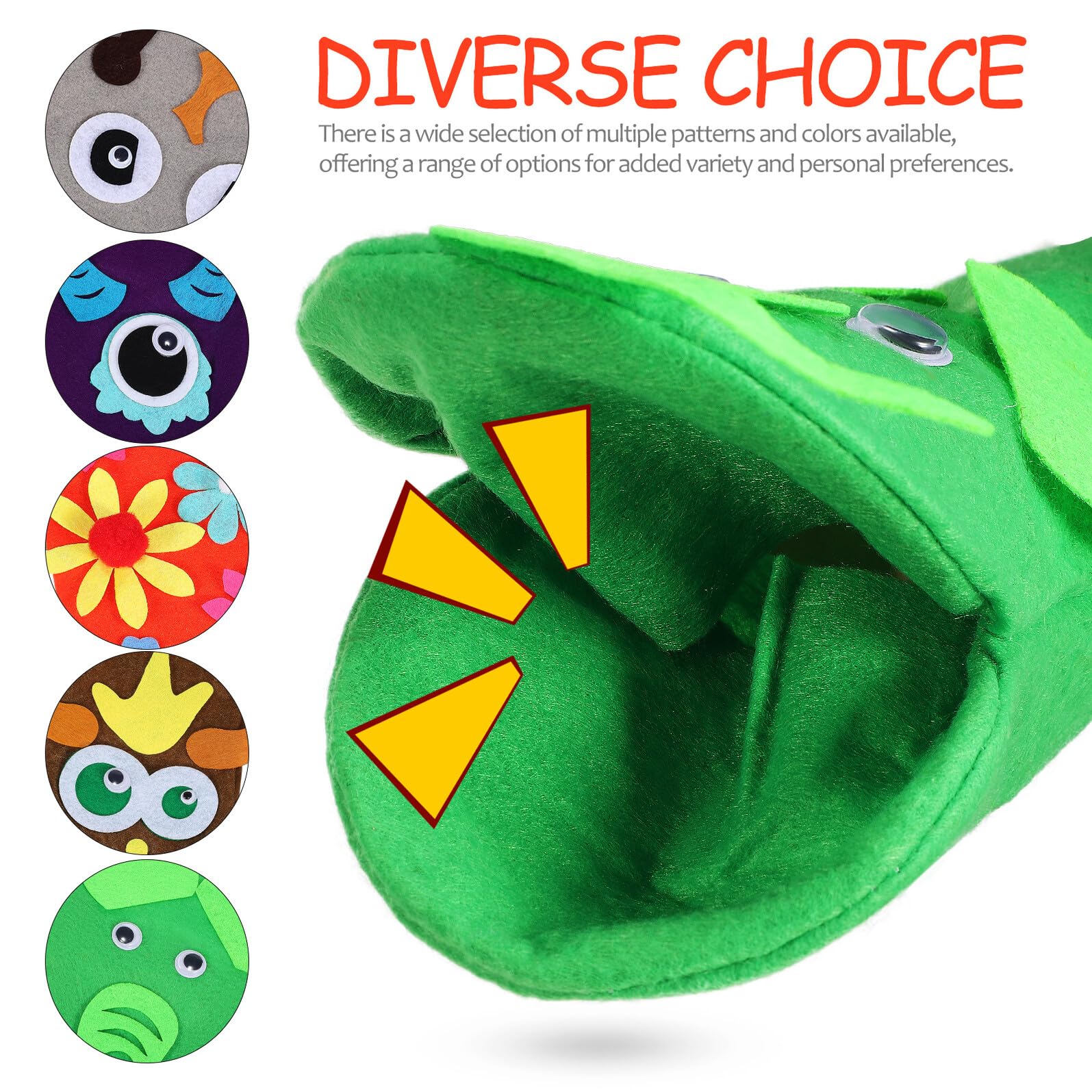NOLITOY Kit Fai da Te per Marionette Mano in Feltro Creativo con Occhi e Nappine per Giochi di Ruolo e Burattini Colorati Resistente e Facile da Usare Vari Modelli e Colori Disponibili