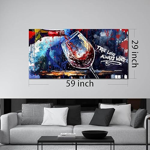 Miniatura 7 de JKWALL77 Arte de pared de graffiti Arte de pared de copa de vino para cocina, decoración de pared en lienzo para sala de estar, listo para colgar