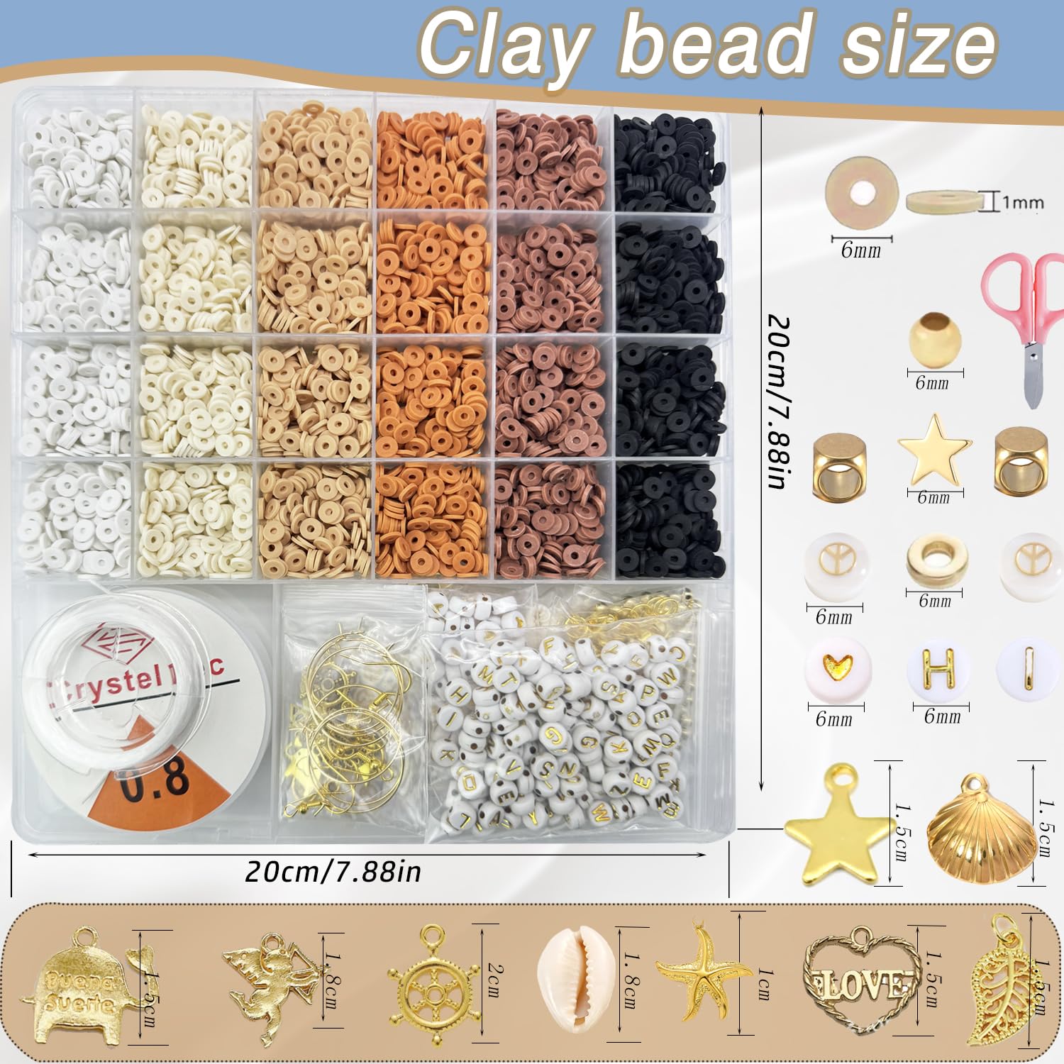 Clay Beads Bracelet Making Kit, 4700 pcs Brown Black Series Jewellery Making Kit - Image 3