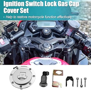 X Autohaux 1 Set Motorcycle Ignition Switch Cylinder Fuel Gas Tank Cap Cover Lock Seat W 2 Keys For Yamaha V-star Xvs650