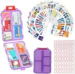DIY Travel Pill Organizer with 260 Labels, 10 Compartments Pocket Pharmacy with Medicine Labels, Portable Daily Medication Container Case for Travel Essentials Weekly Medical Box (Grey)