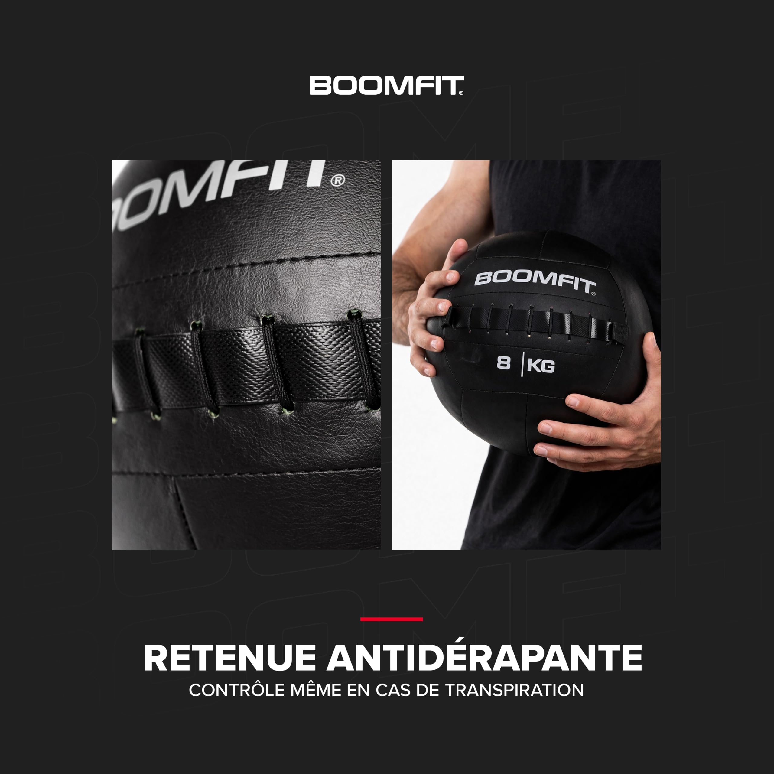 BOOMFIT Wall Ball 2-15kg | Medecine Ball Lestée pour Crossfit et WOD | Ballon de Fitness en Cuir Synthétique | Puissance Explosive et Musculation | Athlètes et Home Gym