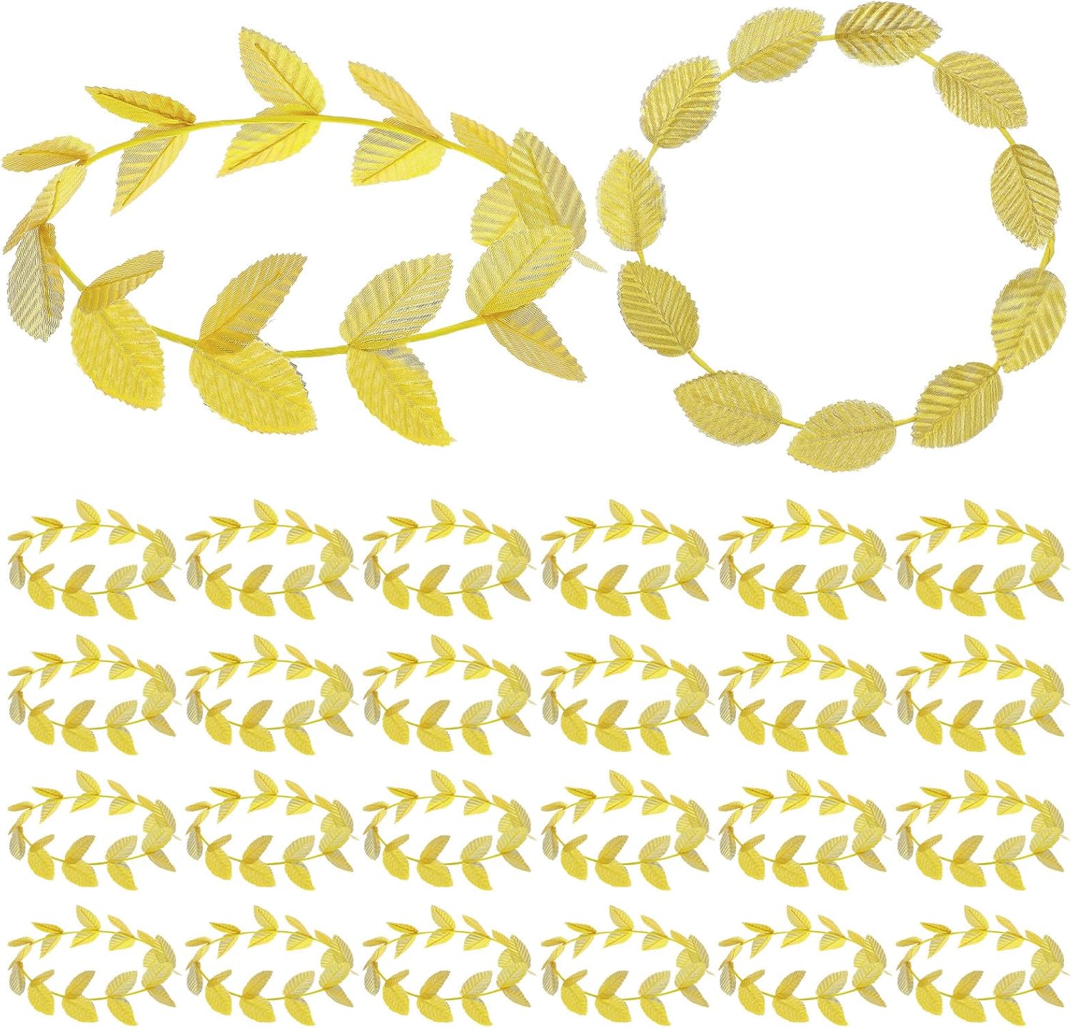 24 Pcs Gold Laurel Wreath Crown Gold Leaf Headband Greek Toga Goddess Costume Headpiece for Women Halloween Accessories