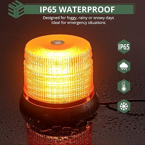 Miniatura 4 de EYPINS Luz de advertencia magnética  72 LED de alto brillo ámbar estroboscópico luz intermitente para camiones, remolques, carretillas elevadoras,