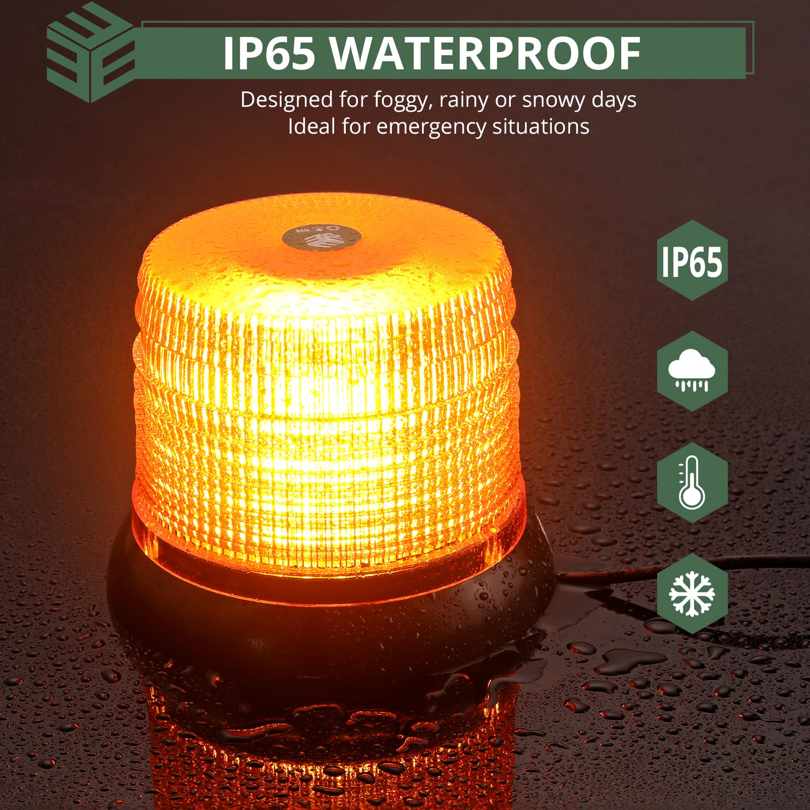 EYPINS Lampa ostrzegawcza LED, 12 V, 24 V, żółta lampka ostrzegawcza, magnes z kablem o długości 5 m, 11 wzorów błyskowych LED do traktora, samochodu ciężarowego