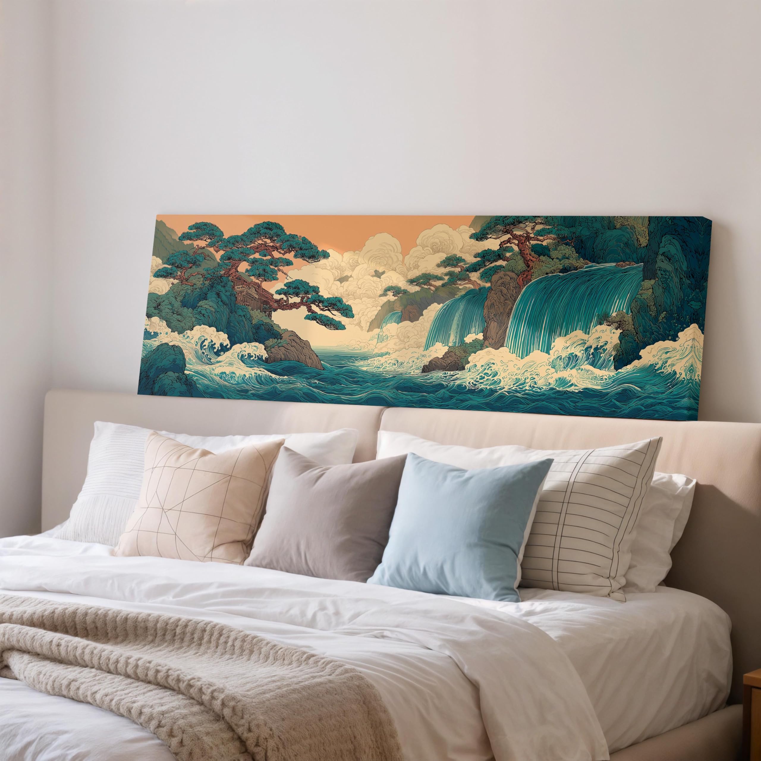 Toile ukiyo-e vagues d'Hokusai impression haute définition format 105 cm - 8